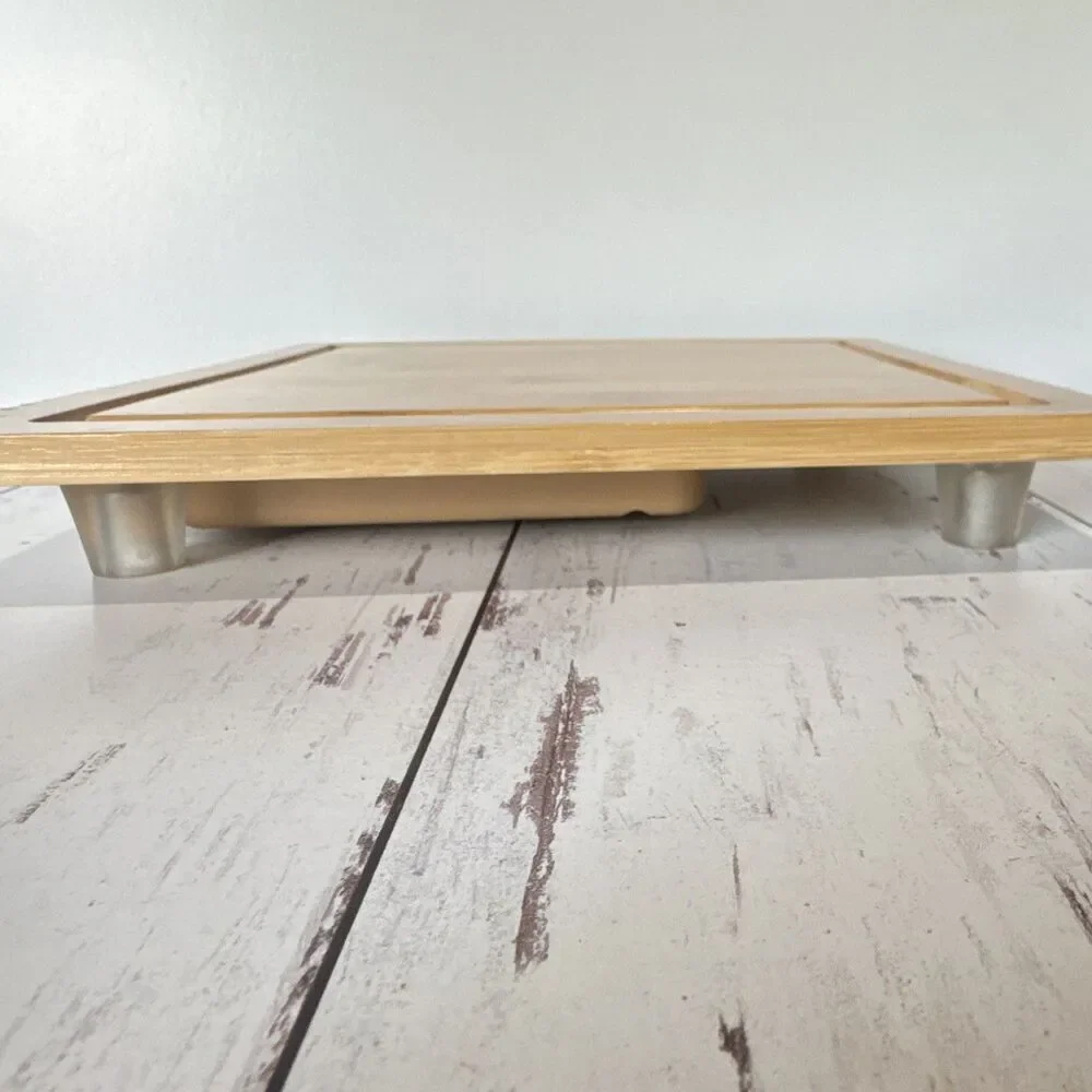 YibidyS Bamboo Cheese Board w/ Drawer Tray & Cheese Tools Set 12in Brown